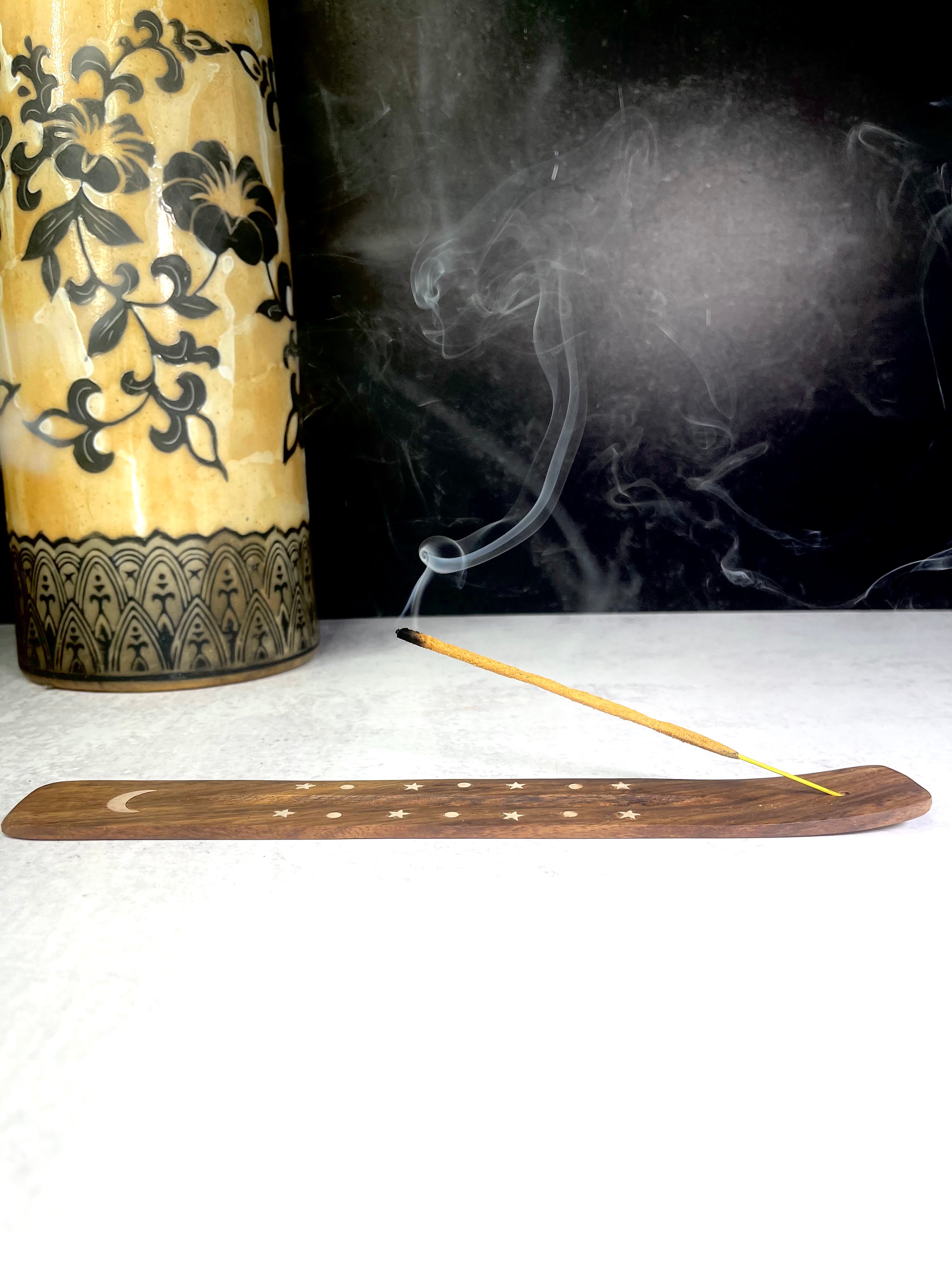 Wooden Moon and Star Incense Holder