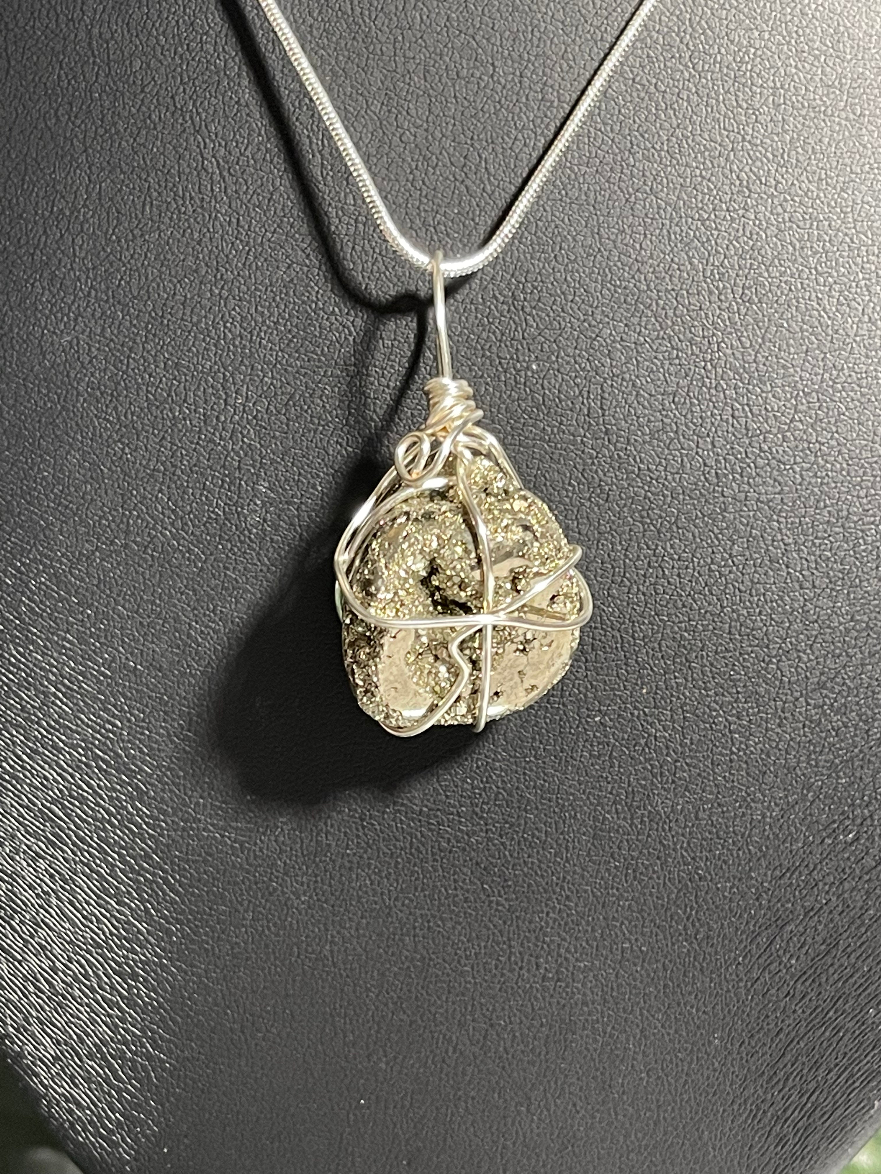 Pyrite Silver Wire Wrapped Necklace