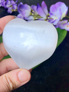 Selenite Etched Flower of Life Heart